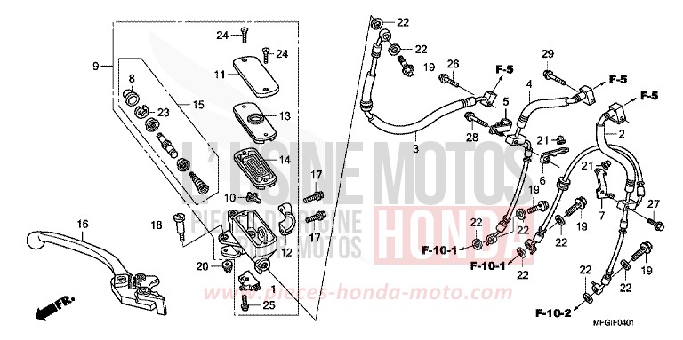 HAUPTBREMSZYLINDER, VORNE (CB600FA/FA3) von Hornet ABS PEARL COOL WHITE (NHA16) von 2010